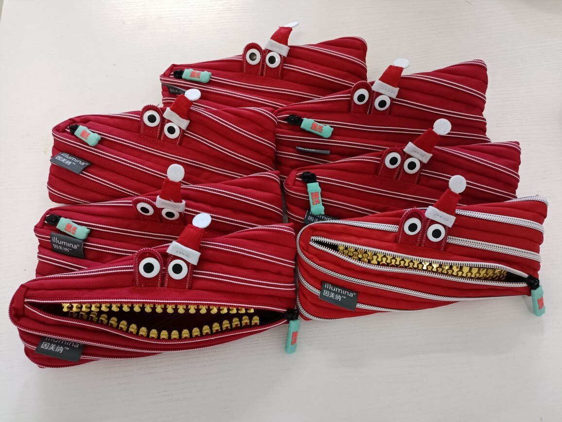 Rode Zip Monster Pouch Etui School Grote Ogen Rits Cosmetische Case Portemonnee Grappig Kerstcadeau