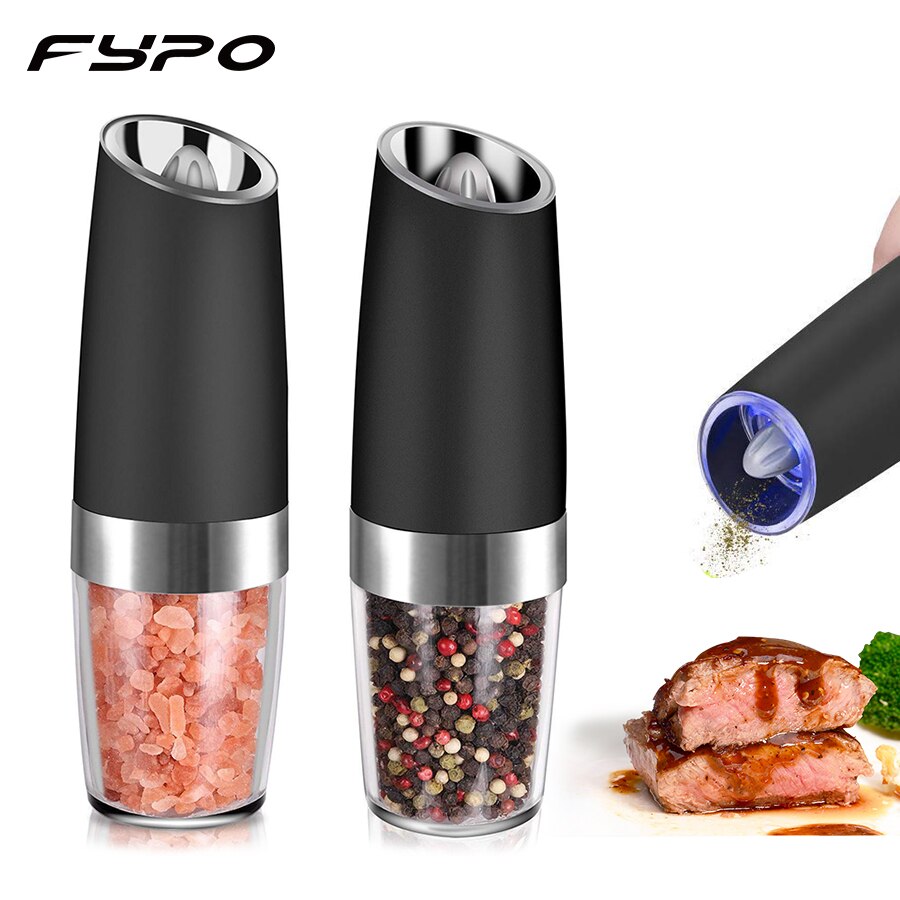 Fypo elektryczny młynek robić pieprzu solnego automatyczna solniczka ze stali nierdzewnej młynek robić pieprzu z regulowaną grubością narzędzie robić grillowania