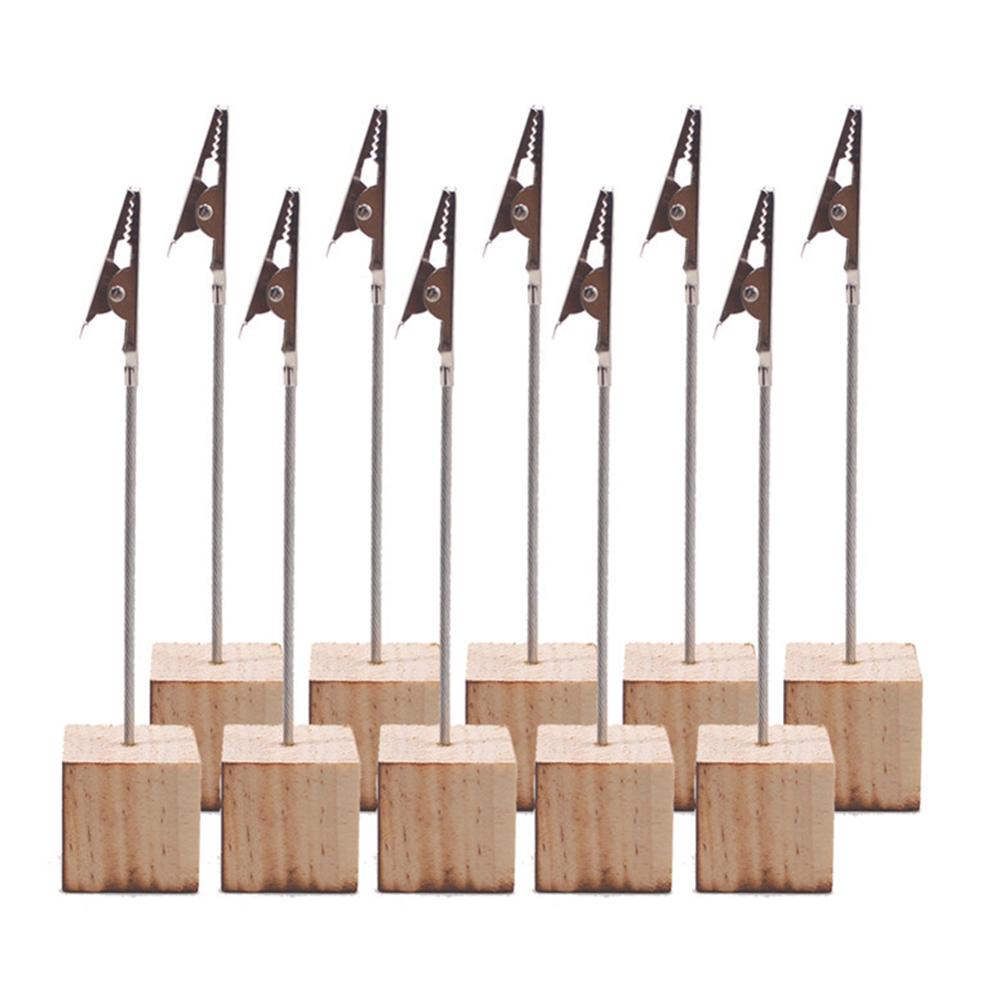 Soporte de madera para números de mesa, soporte para tarjetas con nombre y lugar, Clip para notas, fotos, papel, Clip para menú, 10 Uds.