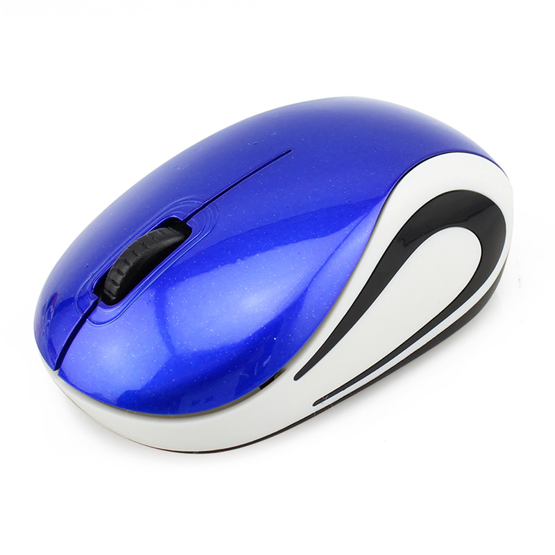 Mini ratón inalámbrico de 2,4 Ghz con rollo de pan al vapor de 1600DPI, ratón óptico para ordenador, ratón barato para juegos, para niños: Azul