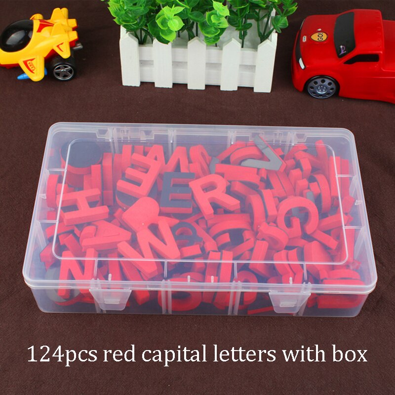 124 stk/pakke bogstaver eva alfabet bløde magnetiske klistermærker køleskab klistermærke klasseværelset whiteboard gadget tidlige uddannelsesværktøjer: Rød