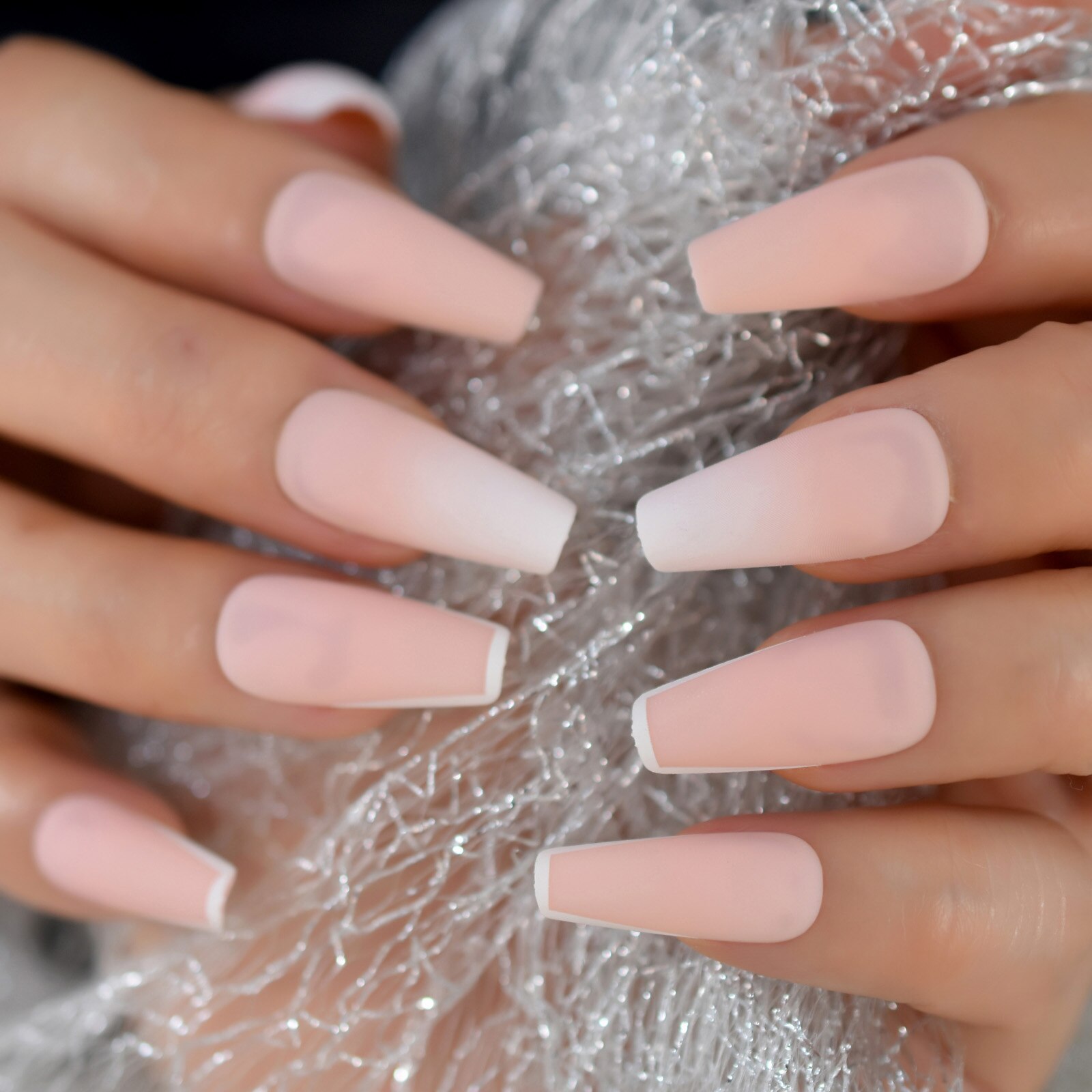 Faux-ongles en forme de cercueil de taille moyenne, couleur lait, jolis ongles, presse sur faux ongles, fournitures pour professionnels, 24 pièces/ensemble