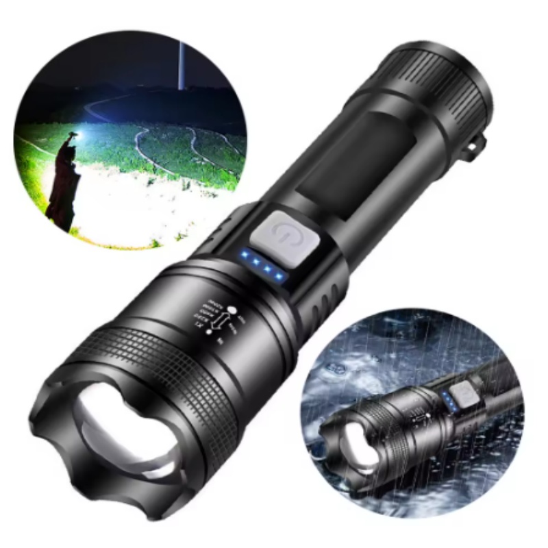 Krachtige P70 LED-zaklamp Camping Opladen via USB Zoombare waterdichte zaklamp Draagbare werklamp 4 verlichtingsmodi Ingebouwde batterij