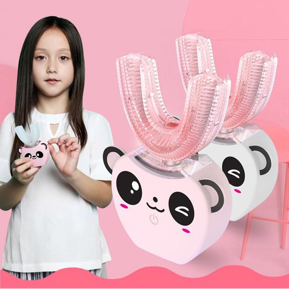 Smart 360 Degrees Automatic Sonic Electric Kids Toothbrush U Shaped Head with Music for Children Ultrasonic Mouthpiece Brush