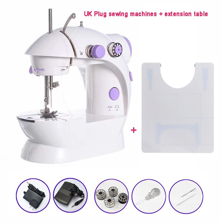 Tragbare Nähmaschine Cordless Mini Handheld Elektrische Nähmaschine Schnell Crafting Ausbessern Maschine mit Fuß Pedal: UK plug With table