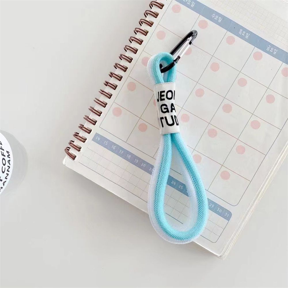 Mode Fluorescerende Kleur Multi Functie Mobiele Telefoon Lanyard Strap Voor Sleutels Rugzak Kaarthouder Leuke Hand Bandjes Korte Touw: blue white