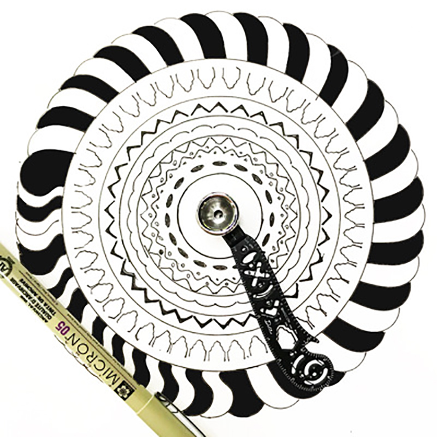 Magcon Compass Pattern Drawing Curved Metallic Ruler Compasses Protractor Multi-functional Gadgets