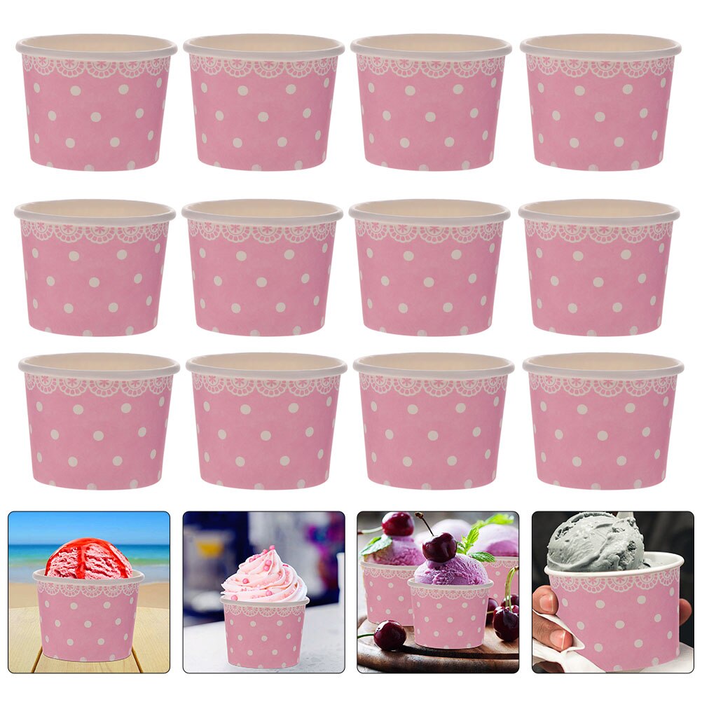 50pcs Disposable Paper Bowls Ice Cream Bowls Food Packaging Containers )