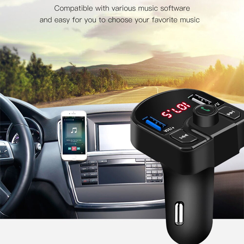 KEBIDU Dual USB Bluetooth 4,2 FM Sender Auto Ladegerät Für Telefon Ladegerät MP3 Radio Spieler Spannung LED-anzeige Unterstützung TF karte