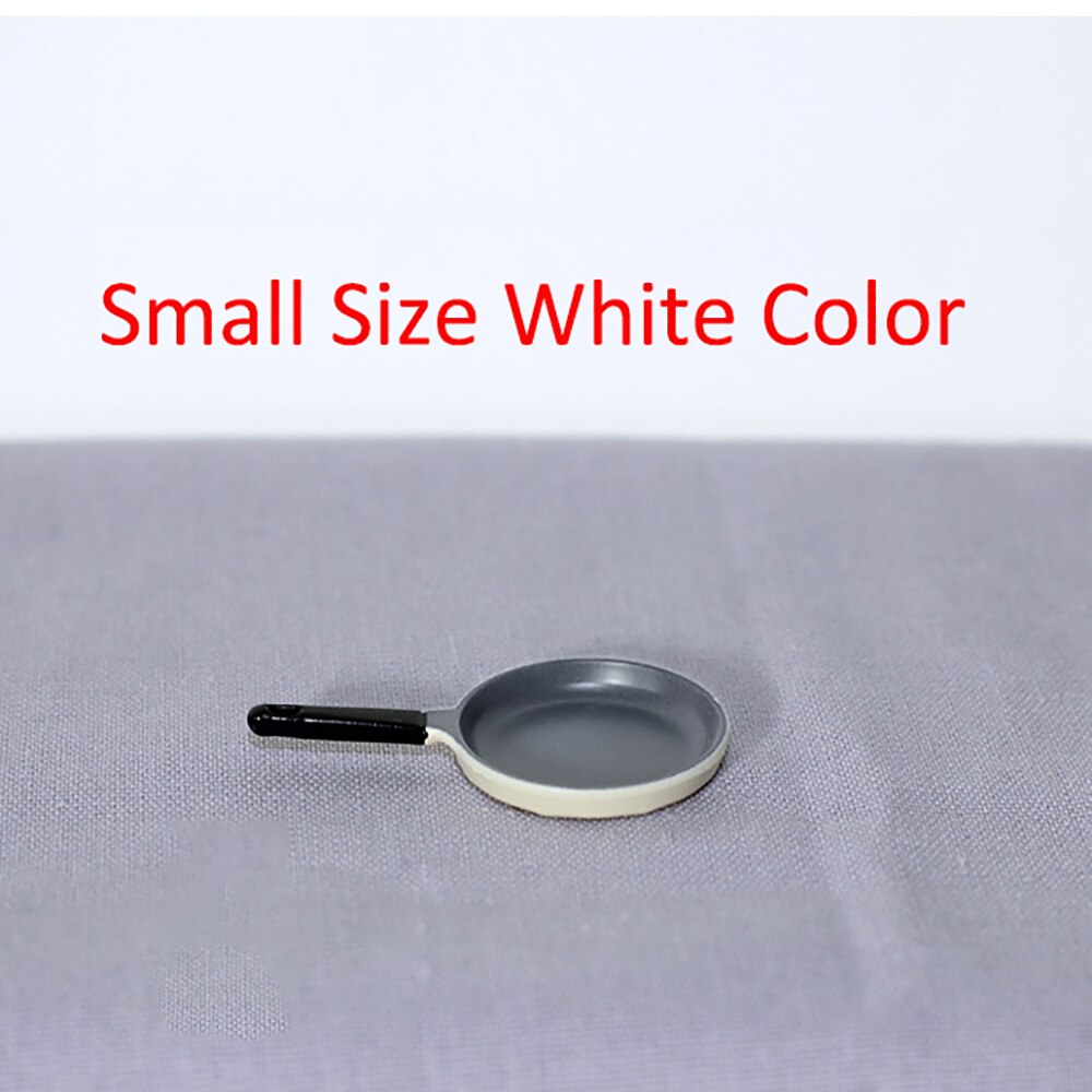 1/12 1/6 Dollhouse Miniature Accessories Mini Alloy Frying Pan Model Simulation Saucepan Toys for Doll House Decoration: Small Size White