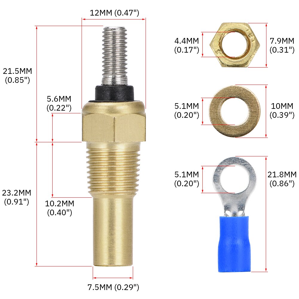 - 12V 1/8 NPT Racing Car Oil Temp Sensor Water temperature Sensor Water Temp Sensor Gauge Sensor VR-TSU01