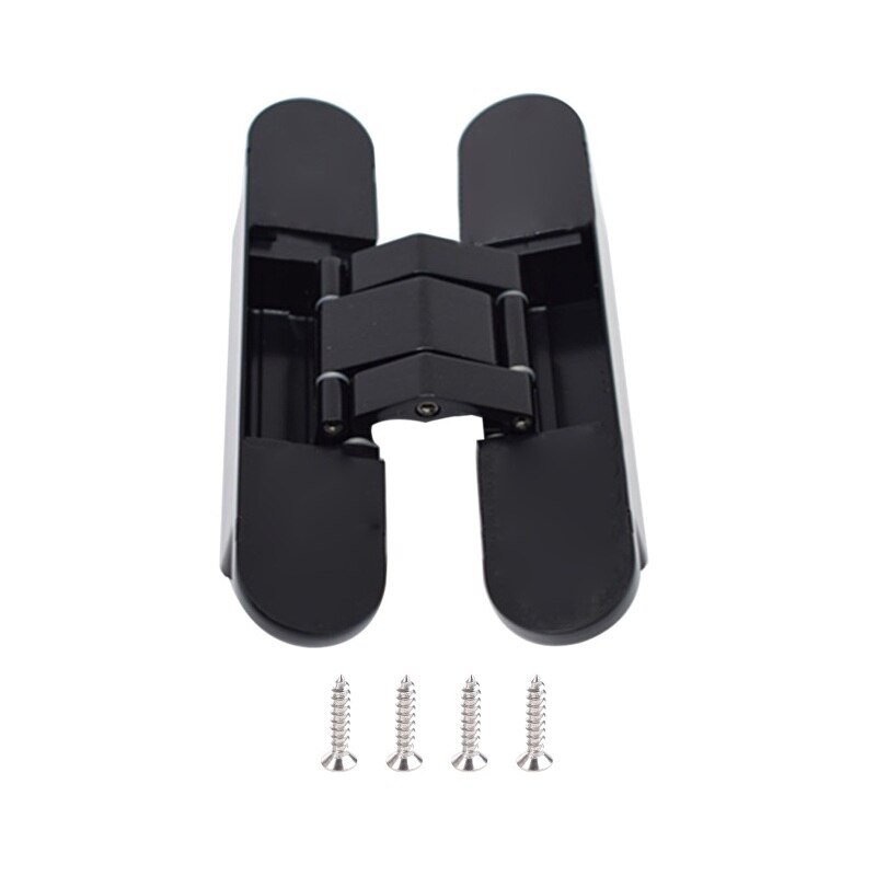 Hidden Door Hinges Invisible Hinges Concealed Hinges Zinc Alloy 180 Degree Swing Hinge 3 Way Adjustable Butt Hinge (1 Hinge): Black