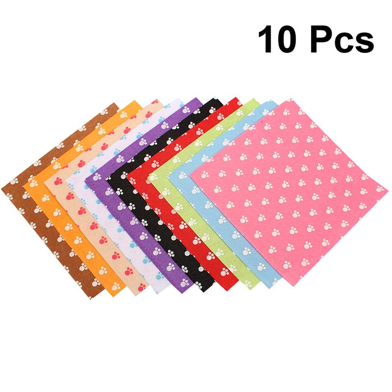 20 stuks handwerk diy non-woven stof materiaal diy accessoires voor speelgoed kunst knutselen 30 x 30cm( kittenpoot patroon , 10 kleuren)