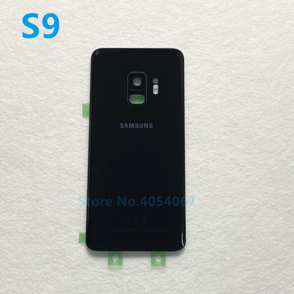 For Samsung Galaxy S9 Plus G965 S9 G960 Battery Back Cover Door Housing Replacement Repair Parts + ear Camera Glass Lens Frame: S9 black