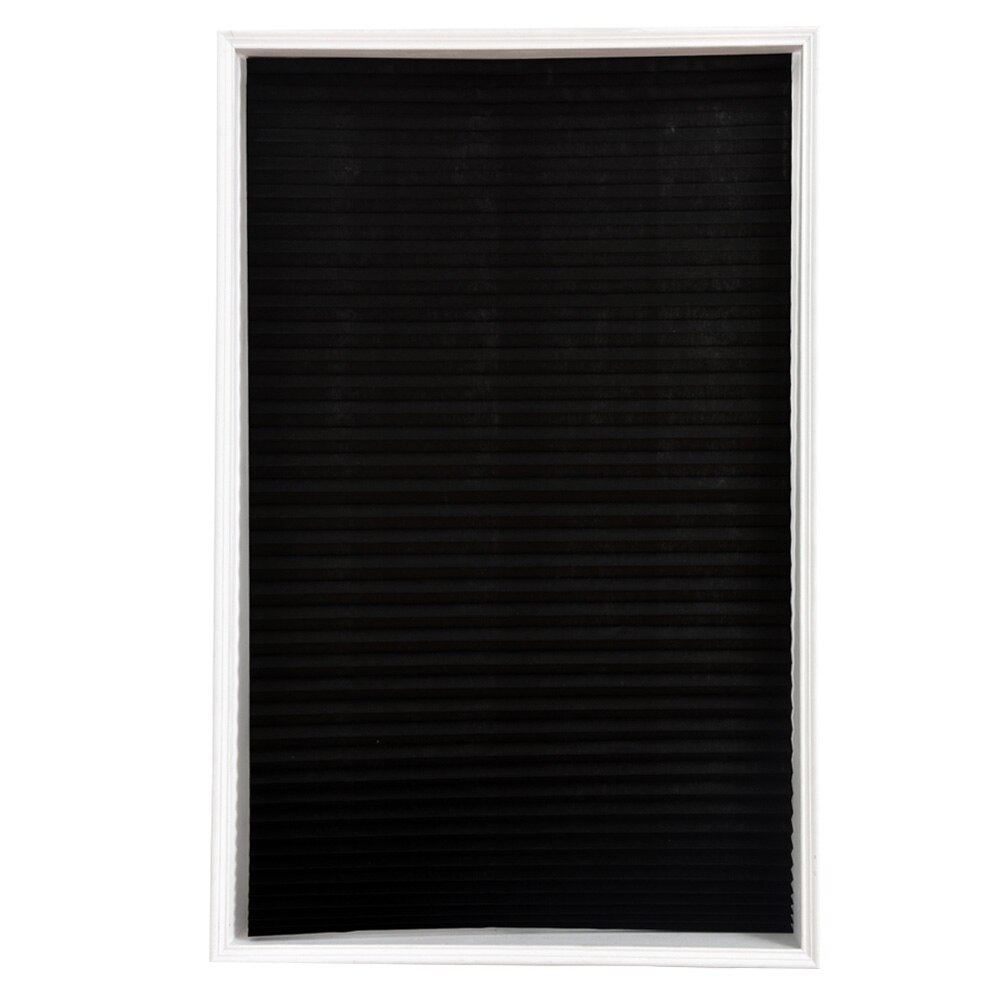 Selvklæbende foldede persienner gardiner halv mørklægningsvinduer til badeværelse balkon nuancer til stue hjem vinduesdør: Sort / 180 x 90cm