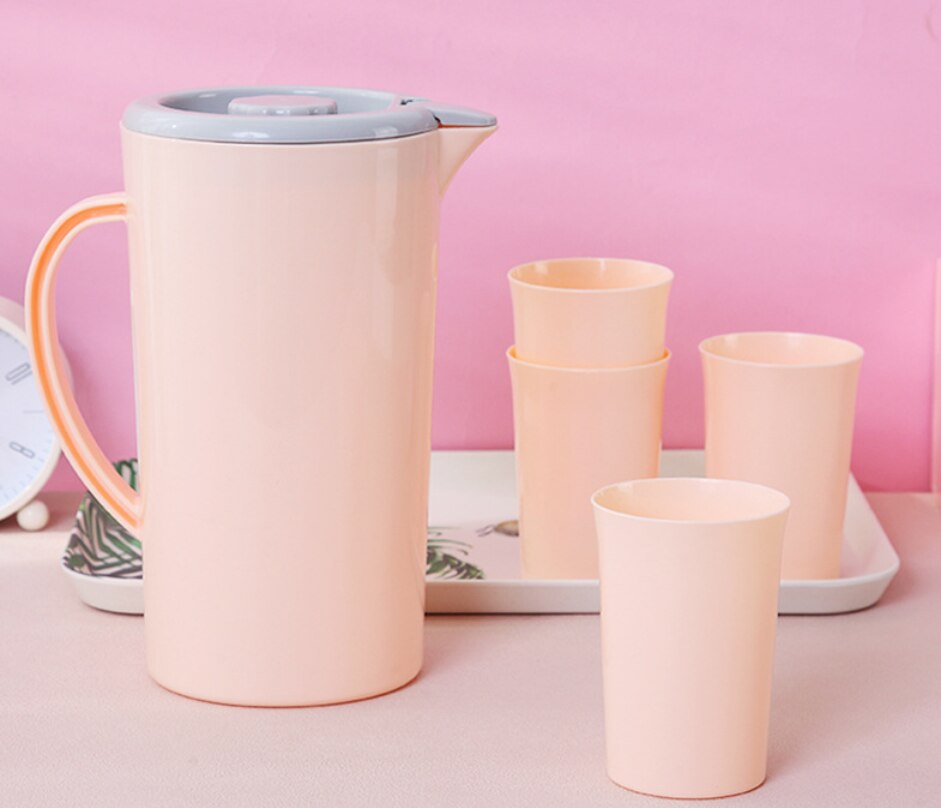 5 st stor kapacitet hushållsvattenkopp plast värmebeständig högtemperatur juicekanna vit vattenflaska set för hemmet: 2