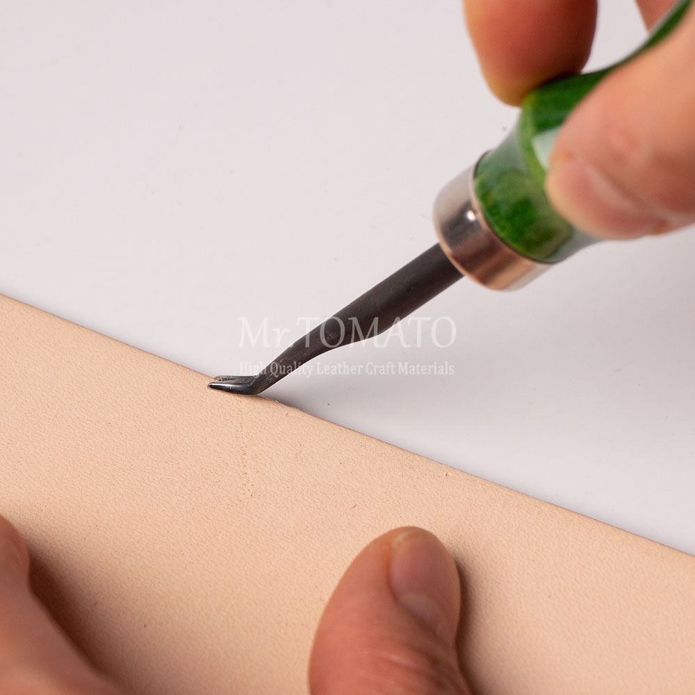 Læder håndværk værktøj 0.6/0.8/1/1.2/1.4 mm træ håndtag kant skråning affasning læder håndværk kniv syning skæreværktøj