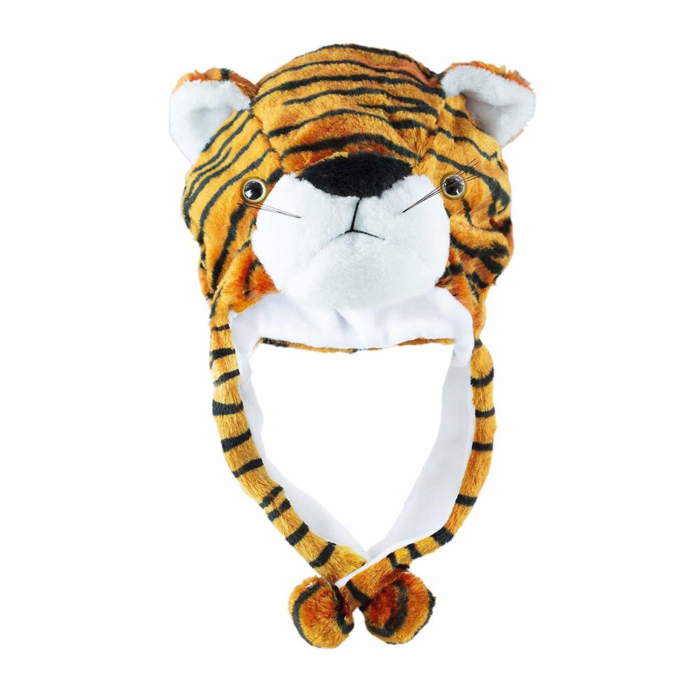 Cartoon Plush Animal Fuzzy Beanie Warm Hat Winter Adult Women Mens Children Cosplay Costume: tiger