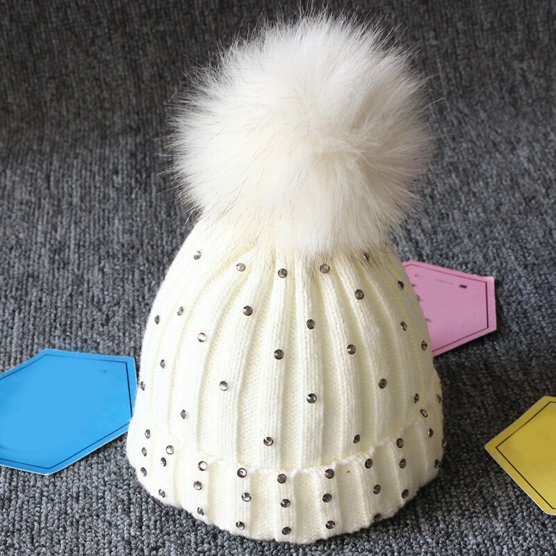 Gorro de invierno para bebé, gorros gruesos de punto para gorra para niños y niñas y gorro de bufanda, pañuelo de lana suave, accesorios con tapa de cabezal redondo: only white cap