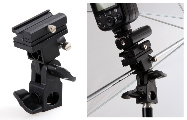 BRIUERG Dubbele Hot Schoen Montagebeugel voor Camera Video Twin Speed Light Flash Houder Stand voor DSLR Camera's Macro