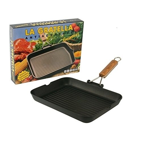 Bistecchiera Antiaderente Con Gratella E Manico Pieghevole - 36x26 Cm Per Grigliate Facili - Foto 9