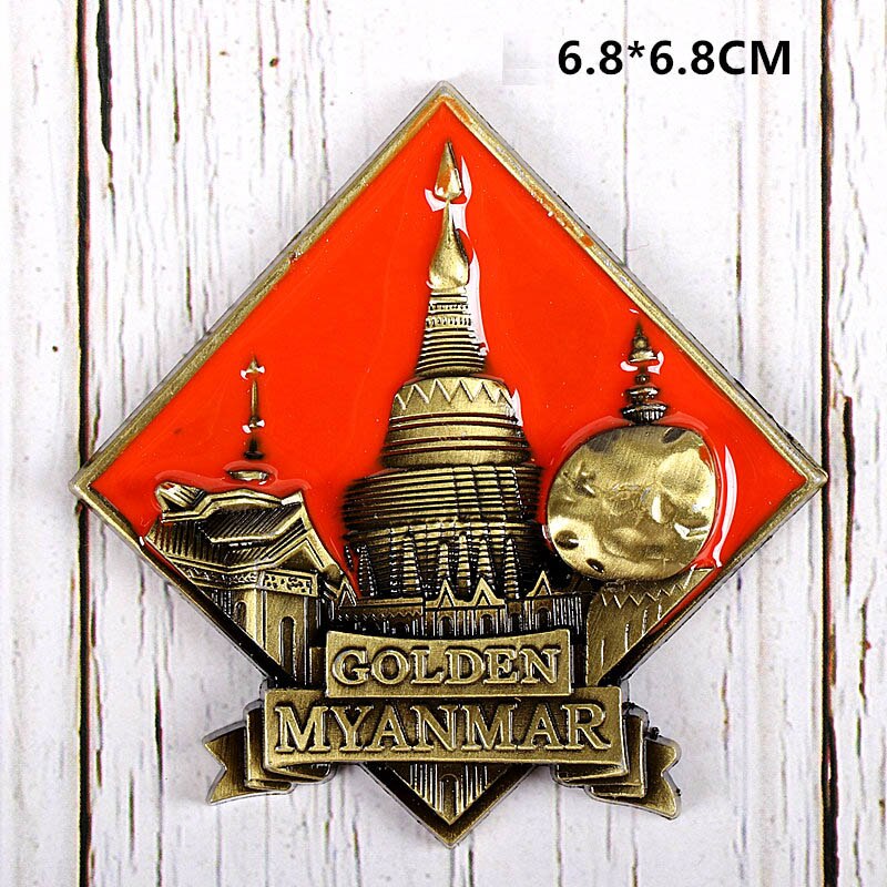 Metalliset jääkaappimagneetit magneettinen jääkaappipyramidi eiffel-torni maamerkki pariisi ranska riemukaari oscar turisti matkamuisto: Myanmar