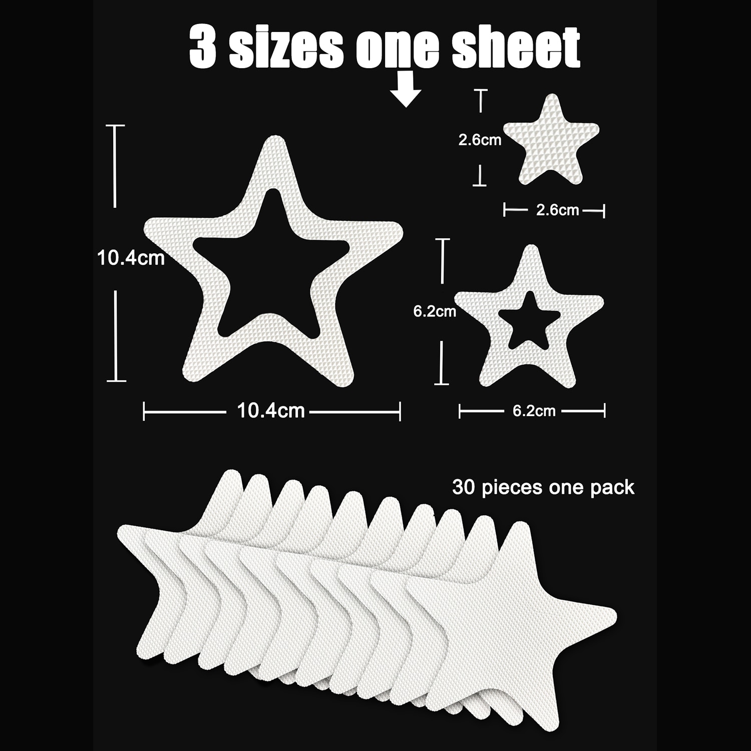 10 PCS Anti Slip Shower Tread Sticker Safety Bathtub Strips Premium Adhesive Star Snowflak Decals for Bath Tub Shower Stairs: WHITE