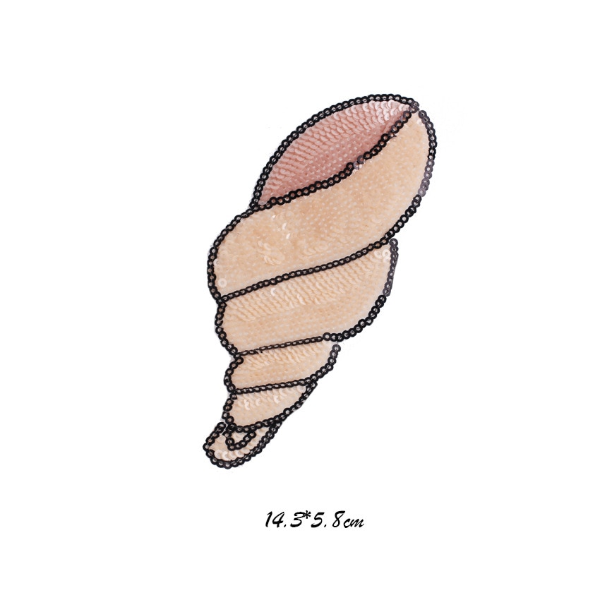 GUGUTREE embroidery paillette big shell patches starfish patches badge Applique Patch for Coat,T-Shirt,hat,bags,Sweater,backpack