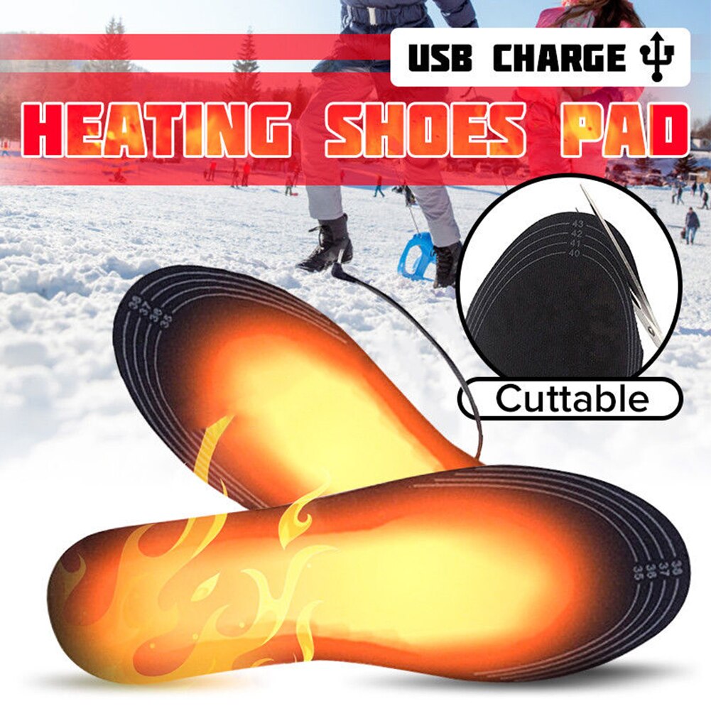 Reusable Washable Men Women Insoles Winter Black USB Electric Heated Shoe Pad Carbon Fiber Cuttable Comfort Dirt Proof