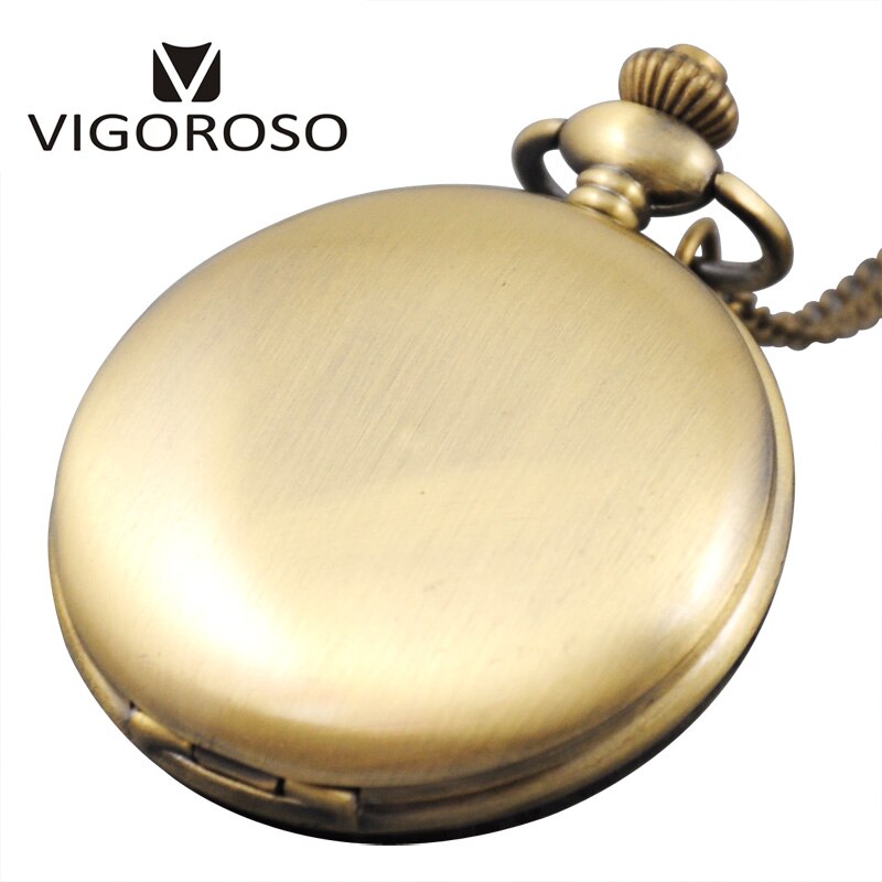VIGOROSO-reloj de bolsillo de cuarzo para hombre y mujer, cronógrafo con números arábigos, esfera blanca, Estilo Vintage, Color plateado,: Brozne