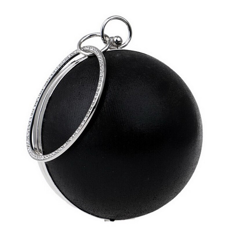 Ball Diamond Tassel Women Party Metal Crystal Clutches Evening Wedding Bag Bridal Shoulder Handbag Wristlets Clutch: black1