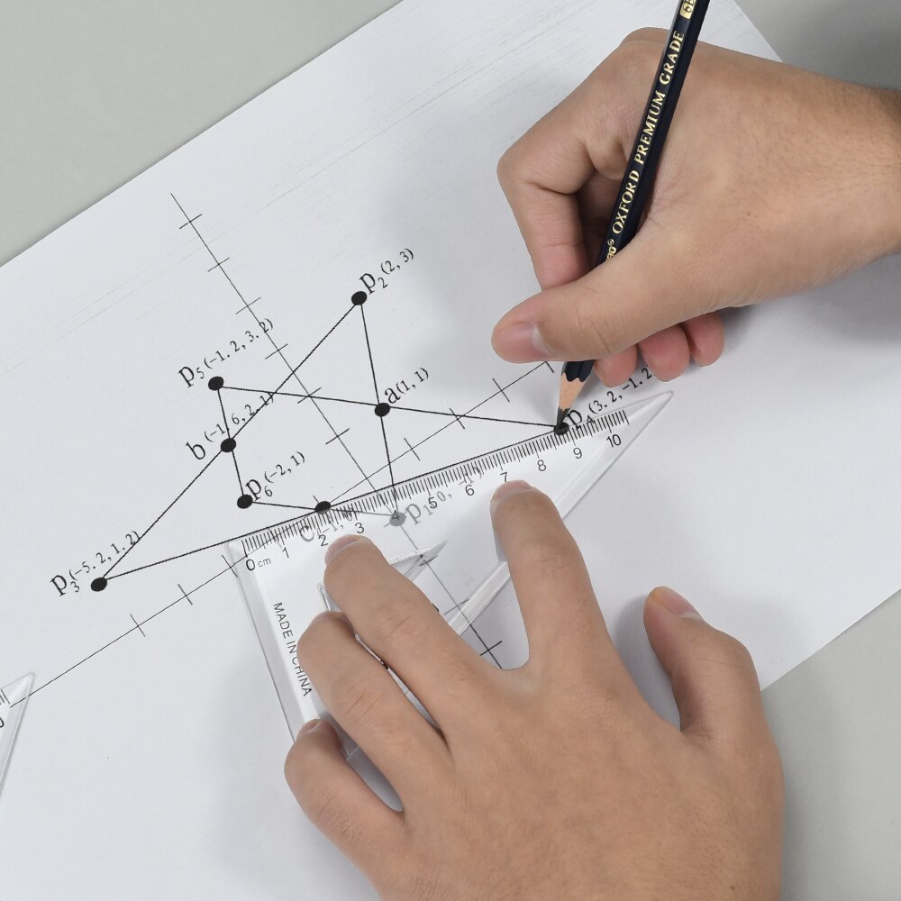 JS 4 pcs/ set ruler protractor student mathematics geometry plastic triangle ruler set office school supplies