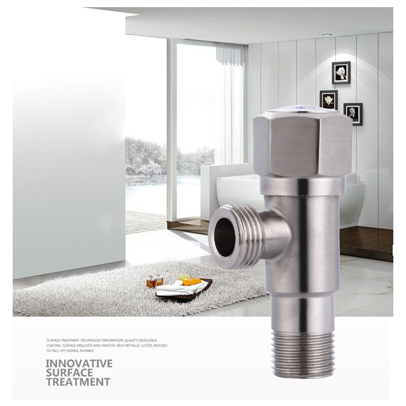 Stainless Steel G1/2 Thread Inlet Outlet Triangle Valve and Cold Water Valve Bathroom Connector for Toilet Basin Water Heat