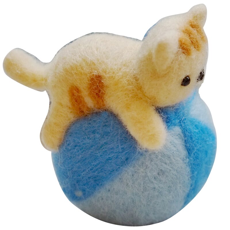 Gato kit de agujas de punto para lana de fieltro de aguja colgante artesanal bordado DIY hecho a mano