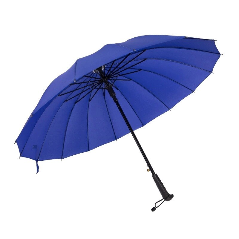16K a prueba de viento Arco Iris paraguas lluvia mujeres hombres Sol caminando mucho manejar sombrillas rectas para Golf automática abierto sombrilla: Azul