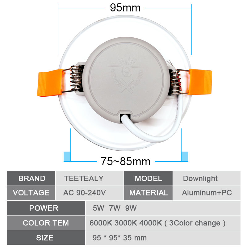 LED Downlight Ceiling Warm white / Cold white / Natural light change 7W led Ceiling lamp AC 90-240V type Downlight