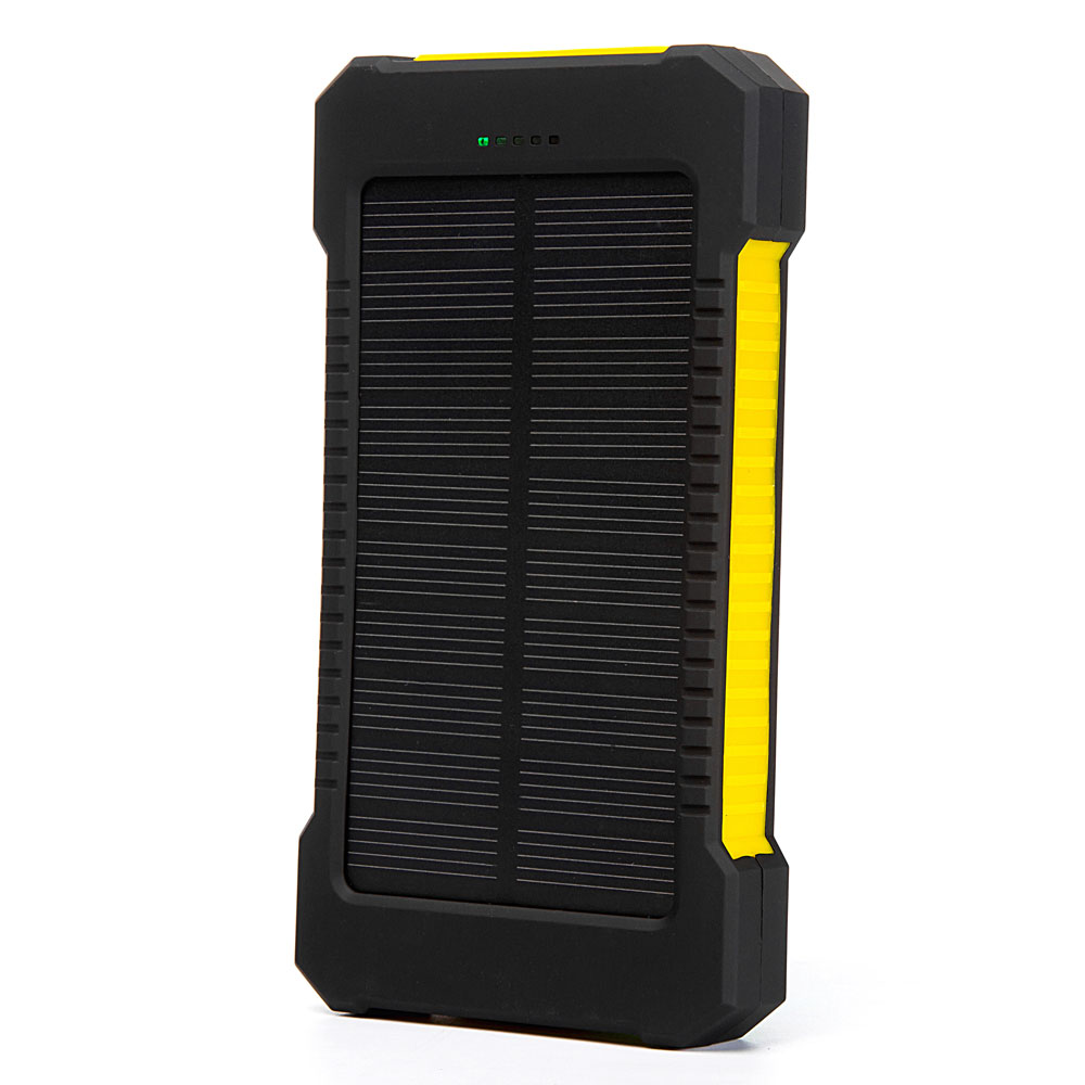 Draagbare Zonne-energie Bank 20000 Mah Waterdichte Externe Batterij Backup Powerbank 20000 Mah Telefoon Batterij Oplader Led Pover Bank: Yellow