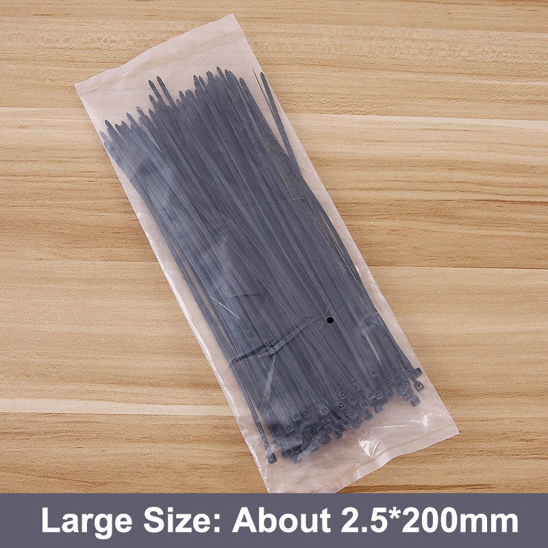 100pcs Reusable Nylon Plastic Cable Ties Wire Zip Tie Strap Self-Locking Wraps Industrial Supply Fasteners & Hardware Cable: black 200mm