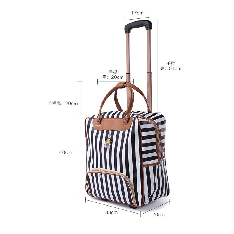 Vrouwen Trolley Bagage Rollende Koffer Casual Strepen Rolling Case Reistas op Wielen Bagage Koffer