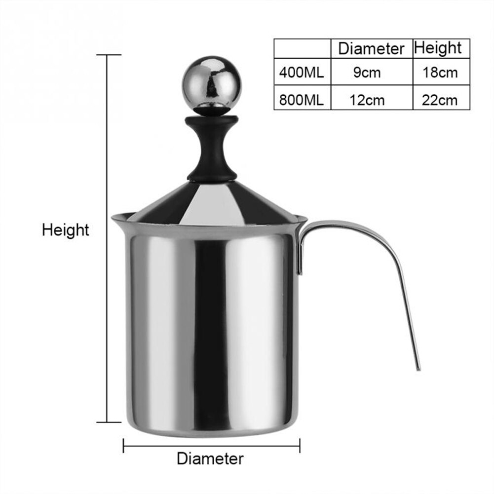 Stainless Steel Milk Frother Double Froth Pump Milk Foam Steamer Cappuccino Latte Art Coffee Milk Frother Tool