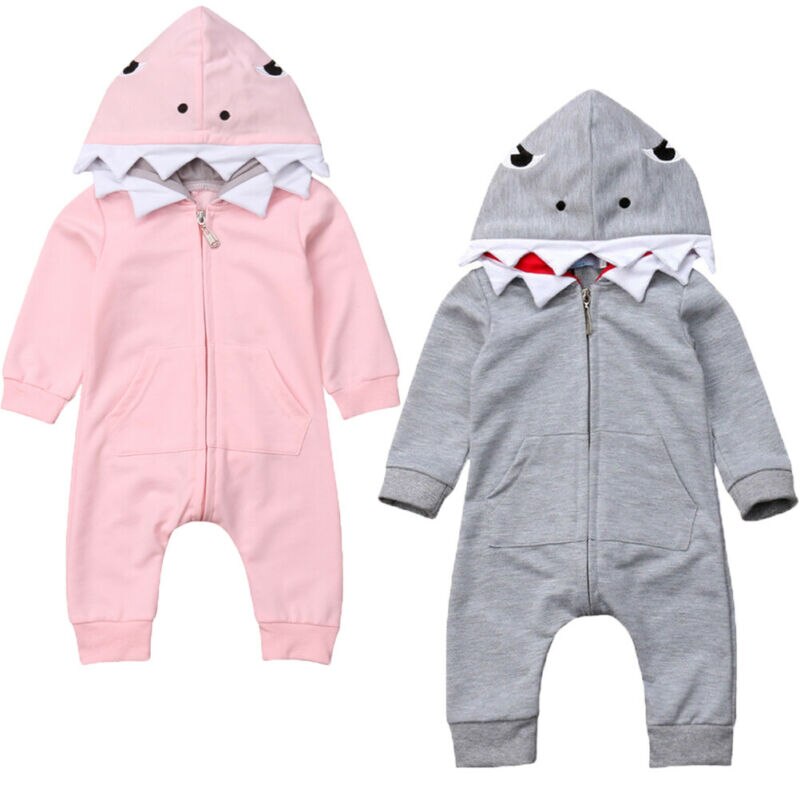 3D Cosplay Shark Strampler Kinder Kleinkind Baby Jungen Mädchen Long Sleeve Zipper Romper Overall Mit Kapuze Kleidung Outfits Kostüm