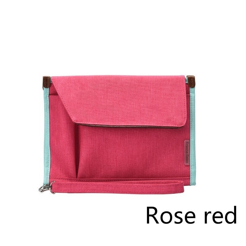 Hommes serviette pour femmes sac de rangement de fichiers multi-couches dossiers de conférence Portable multi-fonction sac de certificat de Document d'affaires: Rose red