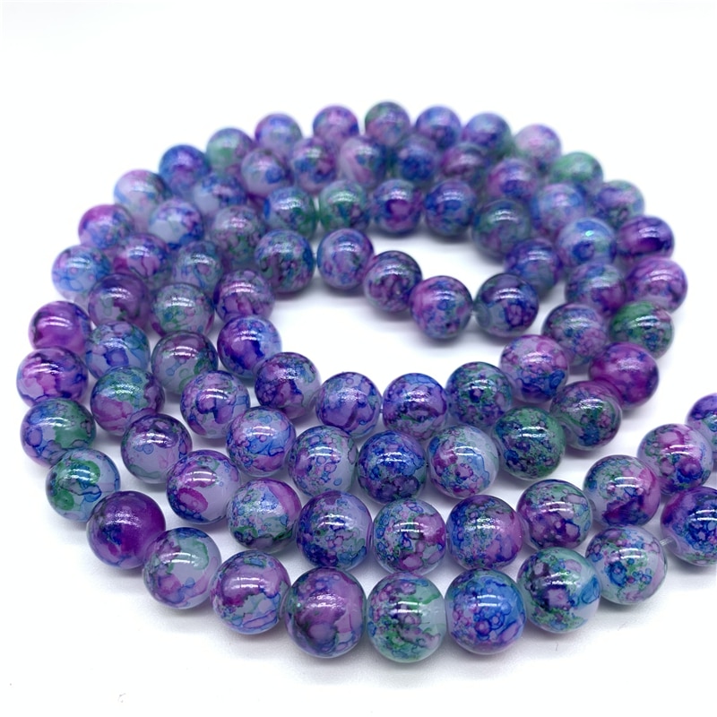 4/6/8/10mm Double Colors Glass Beads Round Loose Spaced Beads For Jewelry Making DIY Charms Jewelry Beads YBP318