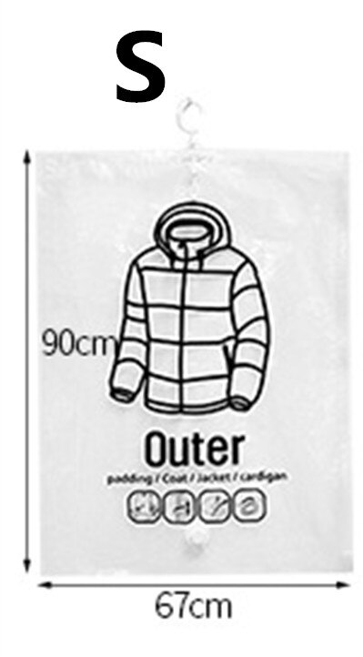 Sparen Raum Hängen Vakuum Beutel Für Kleidung Kleid Anti-staub Kleiderschrank Lagerung Tasche Dichtung Kompression Veranstalter Mit Aufhänger: S  90cmx67cm