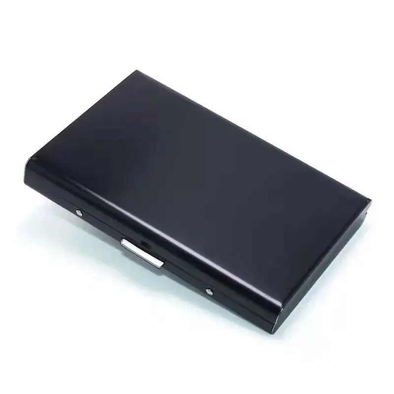 Nouveaux portefeuilles en métal en alliage d'aluminium RFID blocage porte-carte Anti-magnétique cartes de crédit d'affaires protecteur étui rigide pour hommes femmes: Black