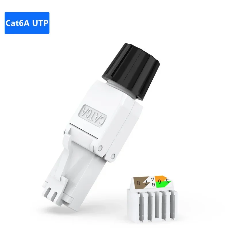 Conector Cat6A Cat7 RJ45 UTP/STP, enchufe de terminación de campo sin herramientas, red Cat 7, adaptador macho Modular Ethernet PoE blindado RJ 45: BLANCO /  Opción1