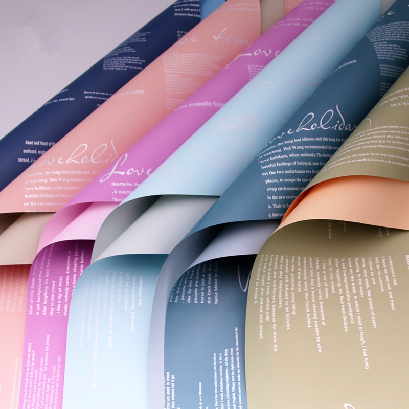 20 stücke Englisch Buchstaben Gemusterten Dekorativen Papier Wasserdicht Verpackung Papier Einfarbig Koreanische Blume Packpapier