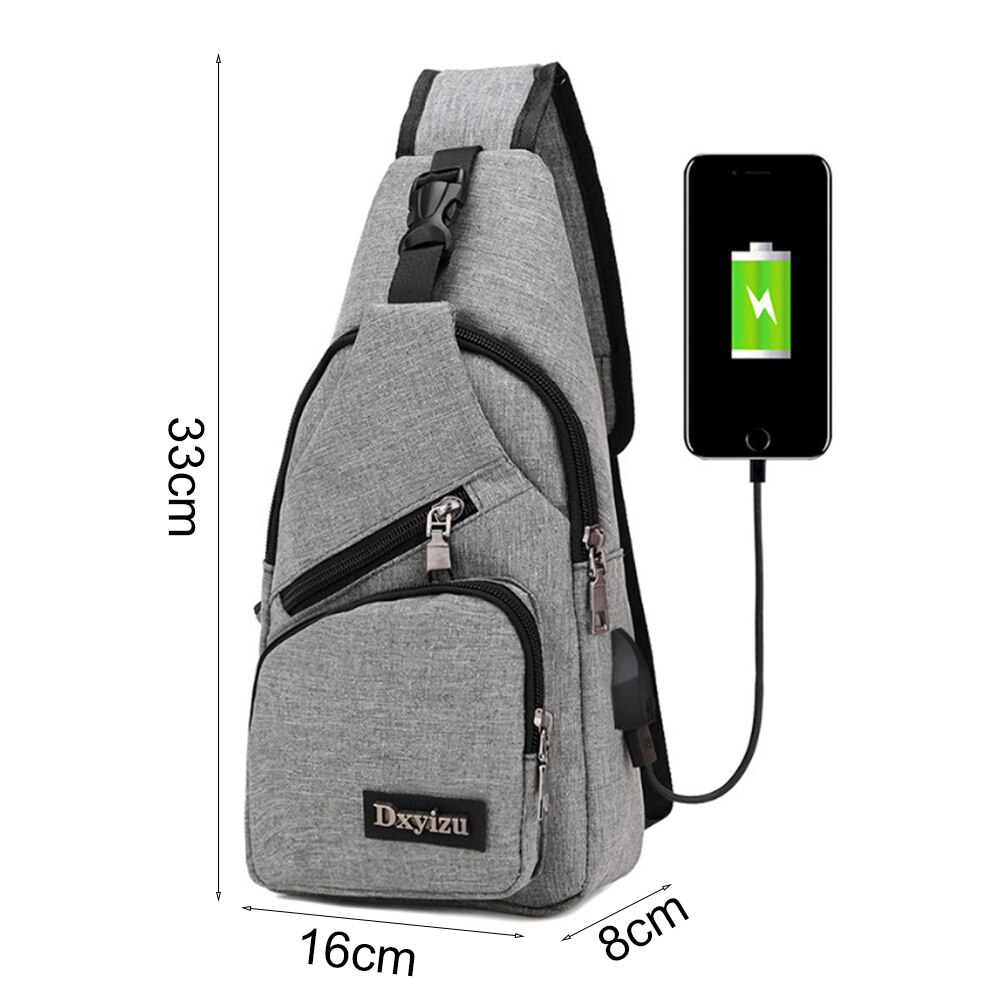 Oeak Men's Shoulder Bags USB Charging Crossbody Bags Male Anti Theft Chest Bag Casual Travel Messengers Bag: 3