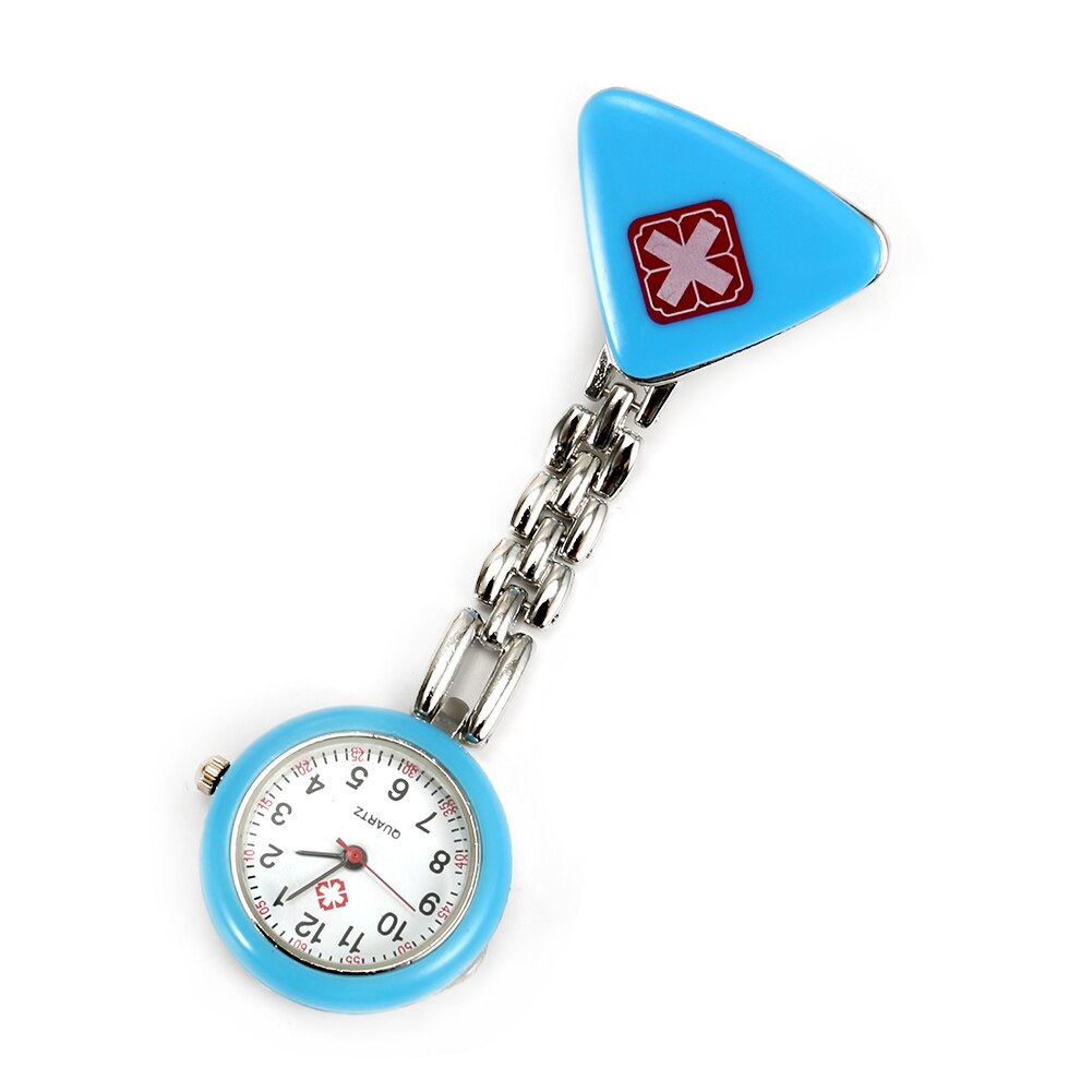 Verpleegster Horloge Ronde Rode Kruis Hanger Met Clip Opknoping Effen Kleur Doctor Verpleegkundigen Medische Mode Draagbare Zakhorloge 6 Kleuren: Blauw