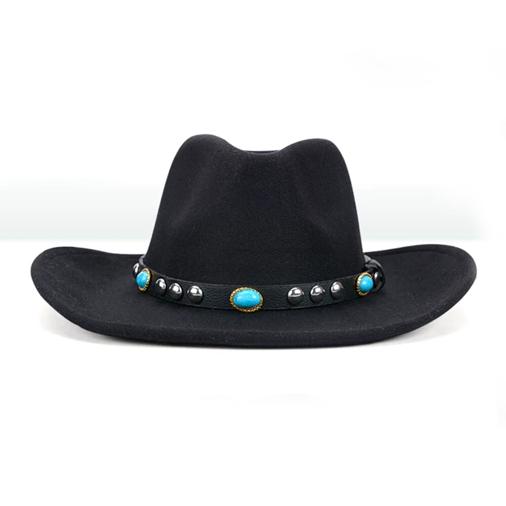 Autumn Winter Jazz Fedora Sunhat Men Women Felt Hats Belt Band Western Cowboy Hat Black Trilby Bowler Hat for Unisex Gorra